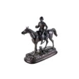 AFTER E LOISEAU, A LATE 19TH CENTURY PATINATED SPELTER FIGURE OF LOUIS NAPOLEON (1808-1873) on