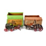 A JOHILLCO MINIATURE WILD WEST STAGE COACH, 6 ins long, original box and a British made BREWERS DRAY