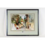 R MACDONALD, 20TH CENTURY, WATERCOLOUR, street scene near Florence, signed, 9 1/2 ins x 13 ins,