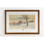 BERTRAM W. PRIESTMAN, SUFFOLK SCHOOL, 1868-1951, WATERCOLOUR, wintry lakeside scene, signed and