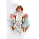 A LATE 19TH/EARLY 20TH CENTURY ARMAND MARSEILLE BISQUE HEADED BABY DOLL with moulded hair and