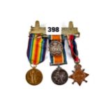 A GROUP OF THREE 1914-18 WAR MEDALS awarded to Pte H. RUSH (No 15180), Suffolk Regiment and a