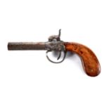 AN EARLY 19TH CENTURY PERCUSSION PISTOL with octagonal barrel and walnut grips, probably Belgian.