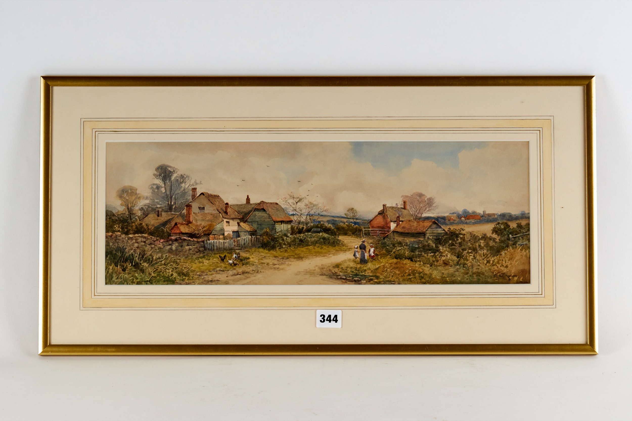 WILLIAM ANDERSON, EXH: 1880-95, WATERCOLOUR entitled "On The Road to Cowfield", signed, 7 ins x 20