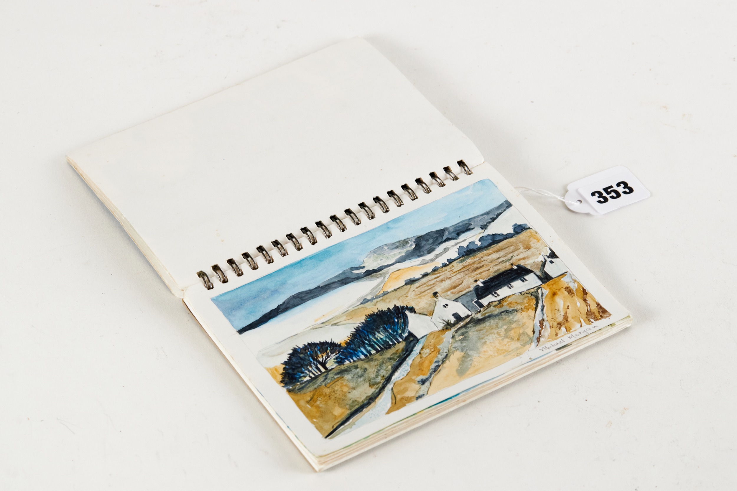 MICHAEL MORGAN, WATERCOLOUR, sketch book containing eight watercolours, Greek/Egyptian land/