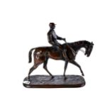 P.J MENE, 1810-1877, A BRONZE "VAINQUEUR DU DERBY" racehorse and jockey, on a "D" ended