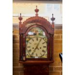 DAN WILLIAMS, CRICKHOWELL, A 19TH CENTURY MAHOGANY LONGCASE CLOCK, painted arched dial with dummy