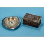 A LATE VICTORIAN FRENCH SILVER PLATED JEWELLERY CASKET with raised figure and animal decoration,