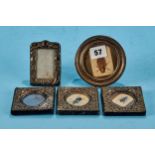 THREE SMALL EDWARDIAN SQUARE SILVER EMBOSSED PHOTO FRAMES, maker: FJH, Birmingham 1902, each 3 ins