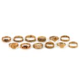 TWELVE VARIOUS 9CT GOLD RINGS, approximately 26.5 grams.