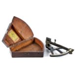 CARY, LONDON, A 19TH CENTURY EBONY AND BRASS SEXTANT with ivory scale, 12 ins long with original oak
