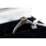 A LADY'S PLATINUM PRINCESS CUT SOLITAIRE DIAMOND RING, 0.25 carat, size N, with certificate.