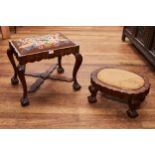 AN EARLY 20TH CENTURY SOUTH AFRICAN STINKWOOD DRESSING STOOL, drop in tapestry seat above a