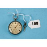 RICHARD FELL, LIVERPOOL, NO 2591, A VICTORIAN SILVER KEYWIND OPEN FACE POCKET WATCH, enamel dial