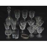 A quantity of crystal wine glasses, a decanter etc. Please Note - we do not make reference to the