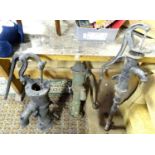 Three assorted cast iron water pumps, largest approx. 48" tall (3) Please Note - we do not make