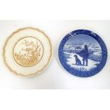 Two game / shooting plates comprising a Royal Copenhagen 1977 Immervad Bridge plate and a