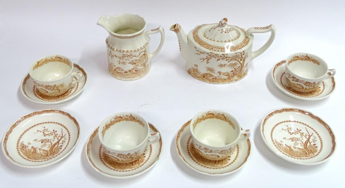 A quantity of Furnivals tea wares decorated in the 'Quail' pattern, to include 4 cups, 6 saucers,