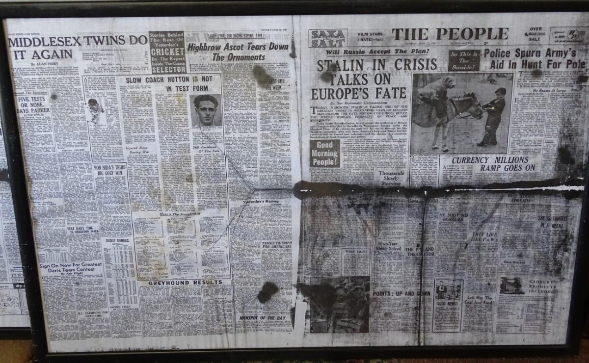 Three framed prints of The People newspaper from 1940s. Each approx. 34" wide Please Note - we do - Image 4 of 14