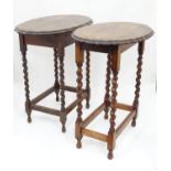 Two early 20thC occasional tables with pie crust edges and barley twist legs. The largest approx.