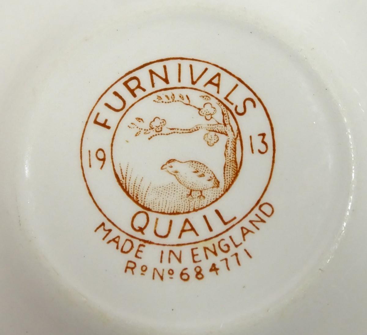 A quantity of Furnivals tea wares decorated in the 'Quail' pattern, to include 4 cups, 6 saucers, - Image 2 of 9