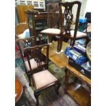 Four early 20thC Chippendale style dining chairs. Each approx. 40" tall (4) Please Note - we do