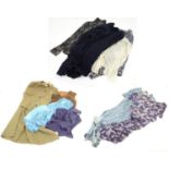 A quantity of assorted vintage clothing to include blouses, a scarf / waistcoat, a demi Orvis dress,
