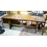 An oak refectory table. Approx. 74" long Please Note - we do not make reference to the condition
