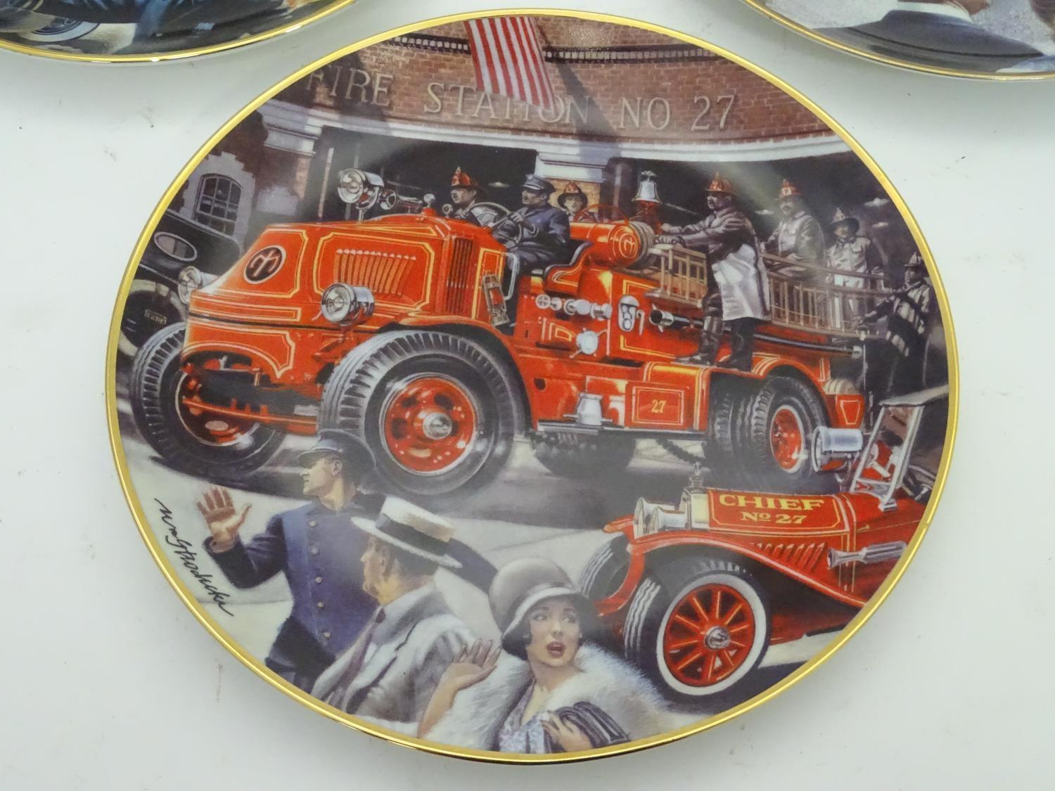 Three Franklin Mint commemorative plates depicting an American Fire Engine, etc. (3) Please Note - - Image 4 of 6