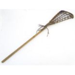 A Hattersley & Son wooden lacrosse stick / crosse, marked with maker and model Viktoria No. 1 to