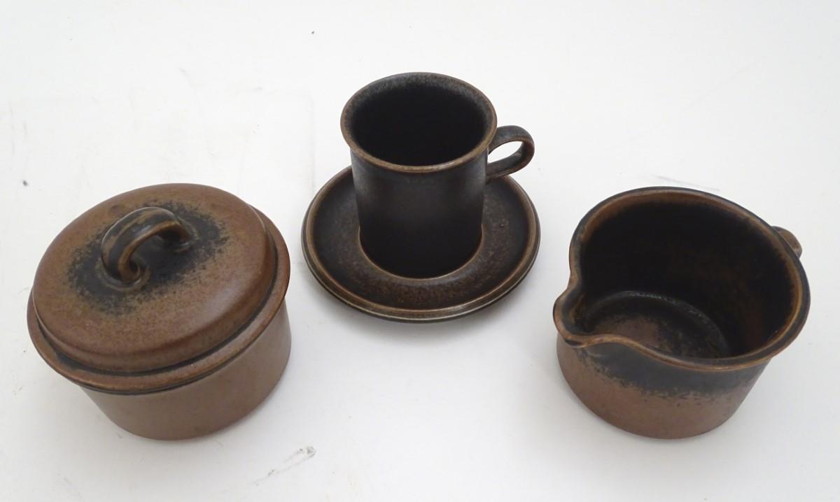 Vintage Retro: Denby style table wares, to include 6 coffee cups and saucers, 4 lidded pots and a - Image 6 of 6