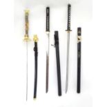 Three replica Samurai swords Please Note - we do not make reference to the condition of lots