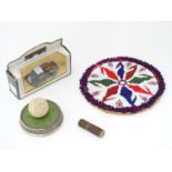 Days Gone boxed toy tractor, beadwork coaster, lighter, novelty golf item etc Please Note - we do