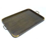 An Edwardian tray with copper handles. Approx. 24" long Please Note - we do not make reference to