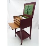 A sewing table with storage space Please Note - we do not make reference to the condition of lots