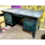 A vintage industrial machinists / workshop metal desk. Approx. 57 1/2" wide Please Note - we do