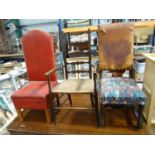 3 assorted chairs including a rush seated ladder back chair (3) Please Note - we do not make
