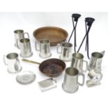 A quantity of metalware to include tankards, cooper and iron items etc. Please Note - we do not make