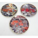 Three Franklin Mint commemorative plates depicting an American Fire Engine, etc. (3) Please Note -