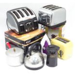 Assorted kitchenalia items to include a cappuccino machines, toasters, kettles etc. Please Note - we