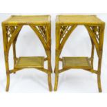 A pair of wicker side tables. Each approx. 24" tall (2) Please Note - we do not make reference to