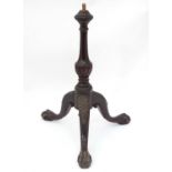 A 19thC mahogany carved wine table base with ball and claw feet. Approx. 22" tall Please Note - we