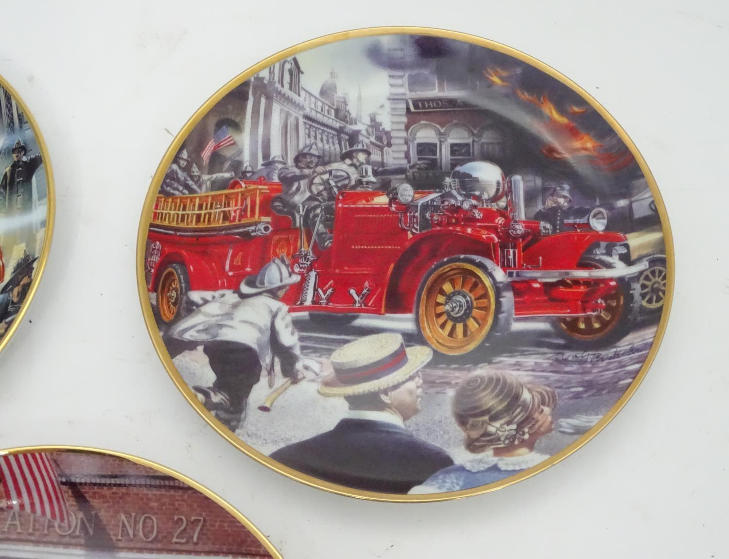 Three Franklin Mint commemorative plates depicting an American Fire Engine, etc. (3) Please Note - - Image 3 of 6