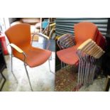 Ten chrome and upholstered stacking chairs. Each approx. 38" tall (10) Please Note - we do not