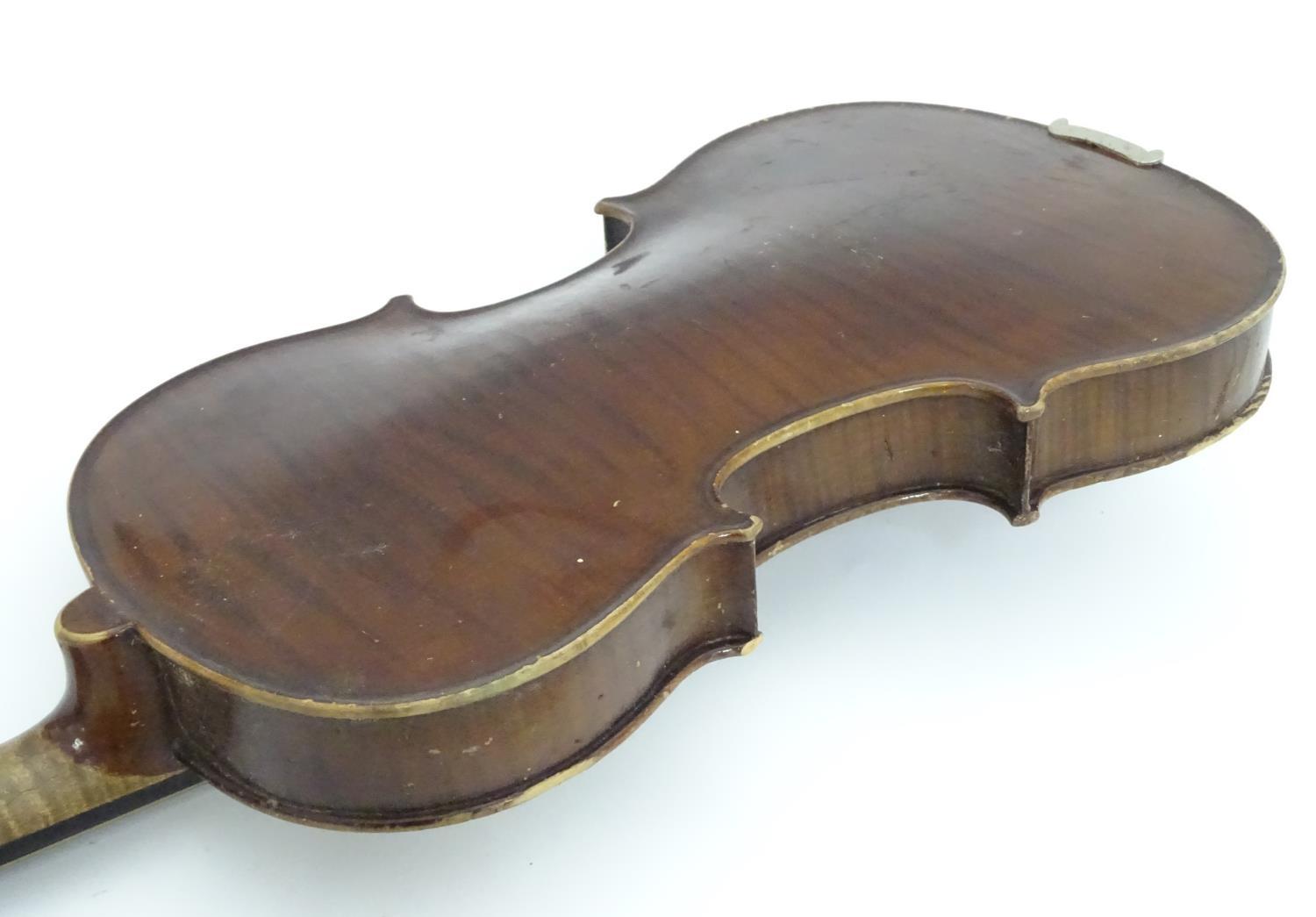 A late 19thC Continental violin with bow Please Note - we do not make reference to the condition - Image 7 of 11