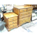 A 'Ducal' pine two over three chest of drawers and matching bedside cabinet. Chest of drawers