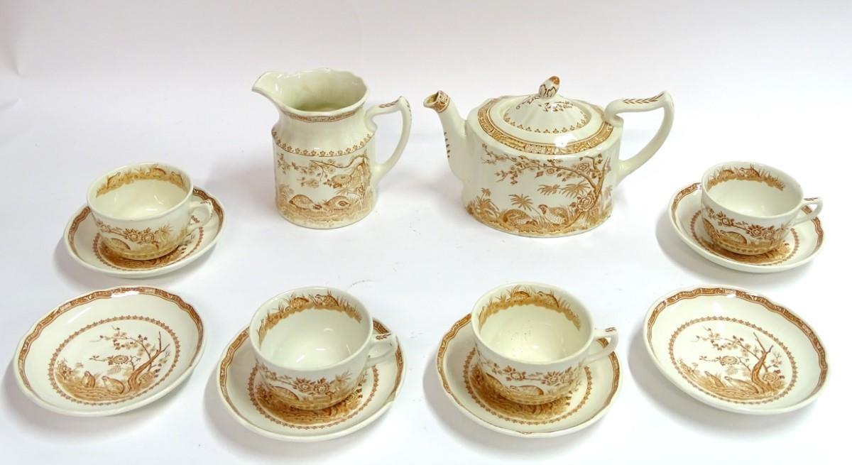 A quantity of Furnivals tea wares decorated in the 'Quail' pattern, to include 4 cups, 6 saucers, - Image 4 of 9