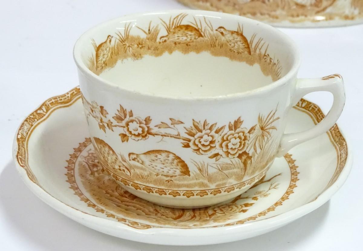 A quantity of Furnivals tea wares decorated in the 'Quail' pattern, to include 4 cups, 6 saucers, - Image 6 of 9
