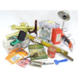 A box of miscellaneous to include metalware, tools, lighting etc. Please Note - we do not make