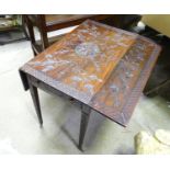 A 19thC Pembroke table with carved detail. Approx. 32" long Please Note - we do not make reference